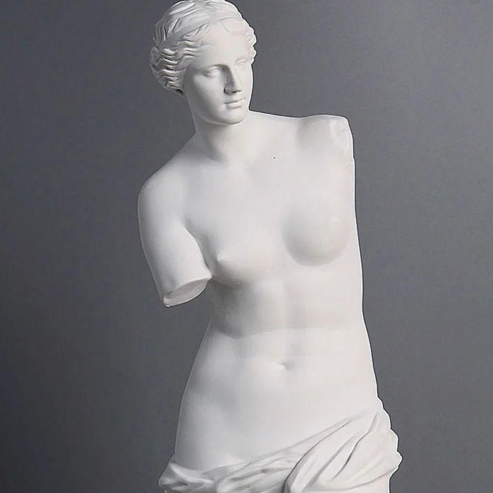 White Artwork Sketch Plaster Resin Art Figurine Beauty and Love Broken Arm Venus Statue Bookshelf