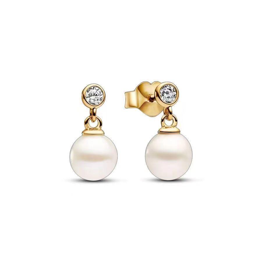 Sparkling Pearl Heart Hoop Earrings 925 Silver Bat Ghost Halloween Earrings Luxury Women Fine Jewelry Gift