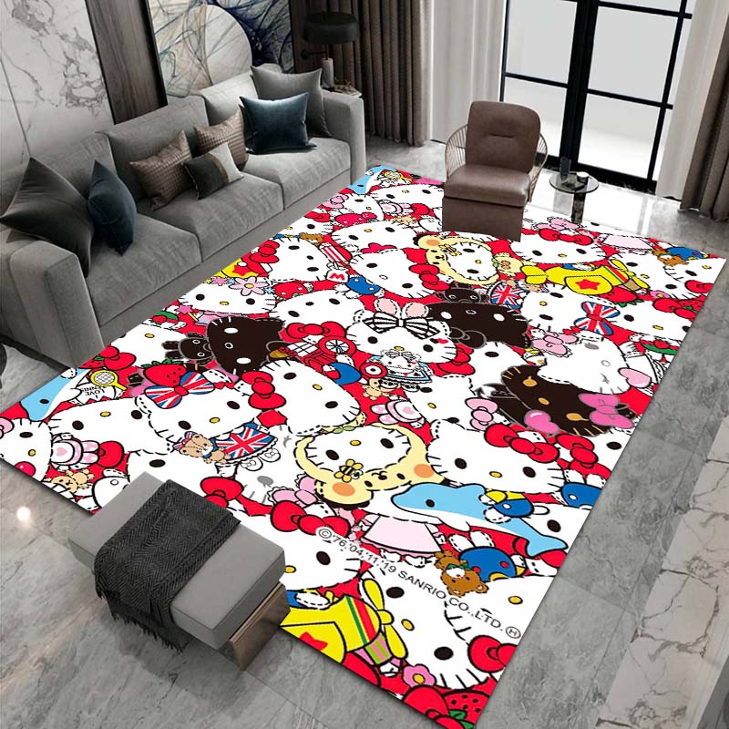 3DHello Kitty Cartoon Character Non-slip Rug for Living Room, Suitable for Bedrooms, Playrooms, Sofas, Home Decor Doormats.6