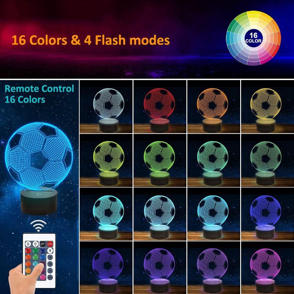 16 Colors LED Night Light Luminous Table Lamp Gifts 3D Football Lamp  Sport Fan