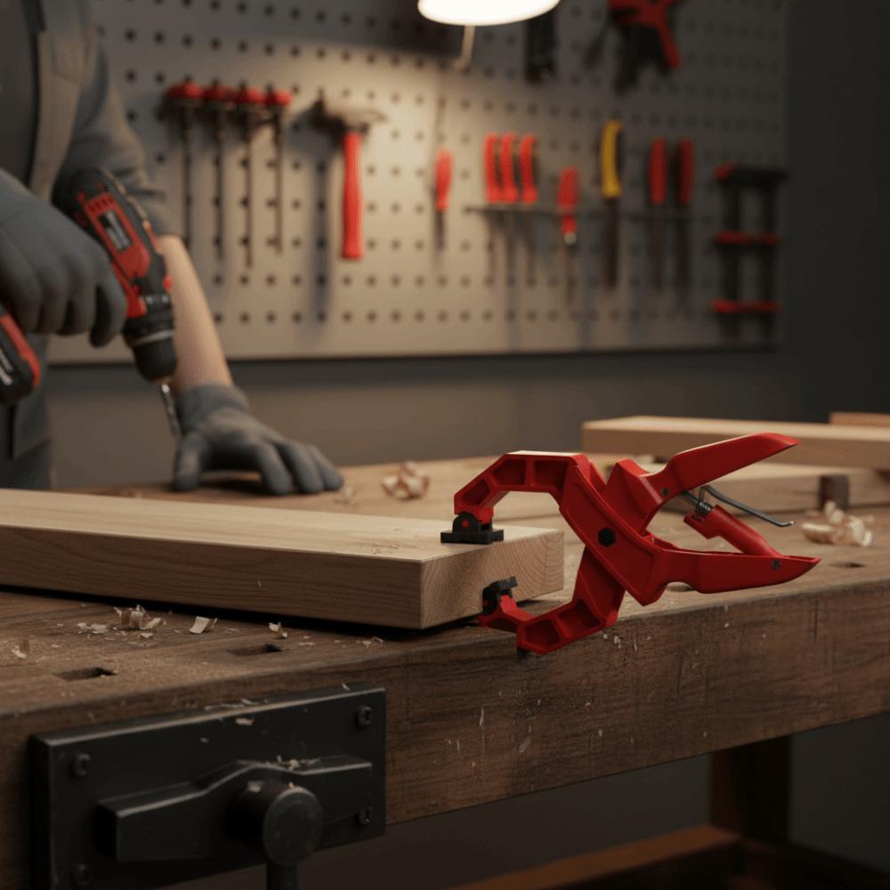 קלאמפה קפיצית 8 אינץ' לעבודות כבדות, קלאמפה אחיזה מהירה, קליפס לנגרות, רקעים, קנבס ויצירה