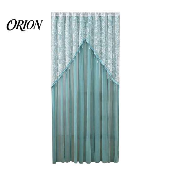 Romantic Home Decor for Living Room Sheer Floral Door Curtain with Beads, Lace Embroidered Gauze Double Layer Divider, Rod Pocket Doorway Bedroom