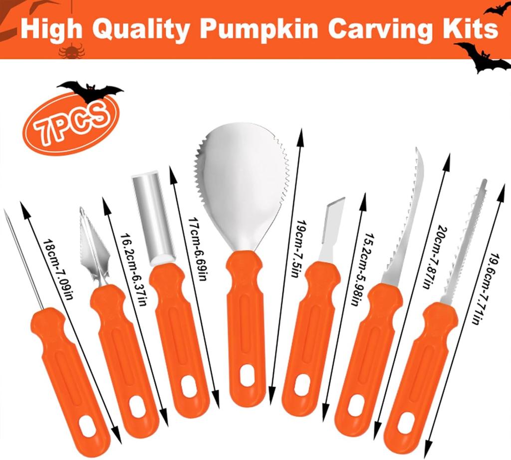 7pcs Halloween Pumpkin Carving Kit Tools Stainless Steel Pumpkin Carving Set Premium Heavy Duty Carving Set DIY Carving Tools