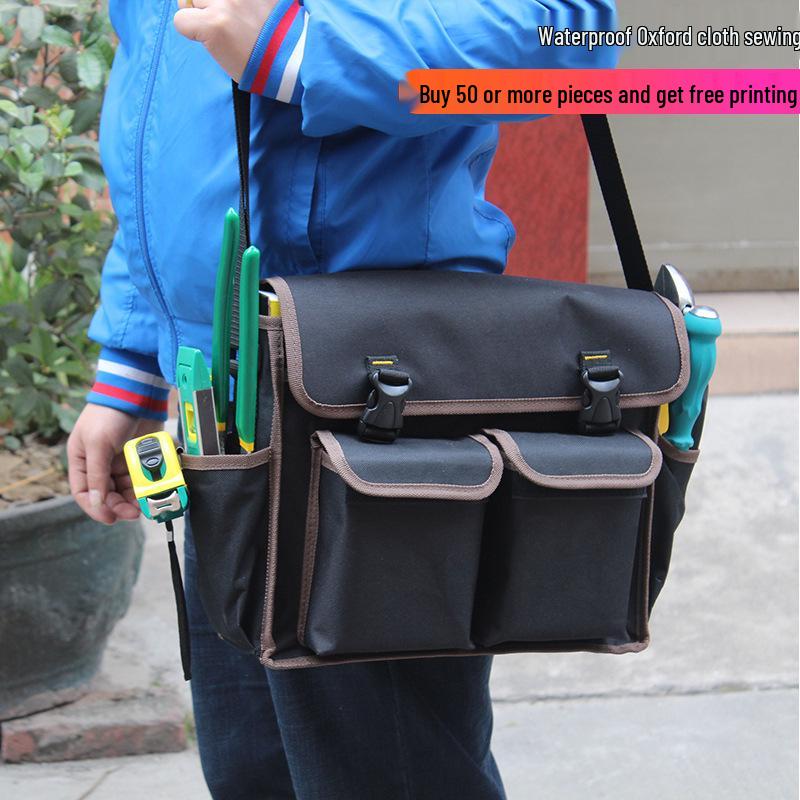 Large Multifunctional Electrician Bag - Thickened Oxford Cloth, Single Shoulder Carry, Toolkit/Appliance Repair.