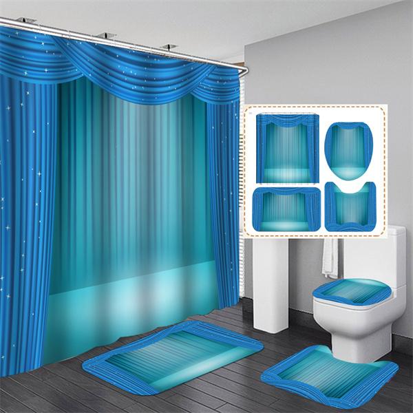 GORĄCY Różowy Wodoodporny Zasłona Prysznicowa do Kąpieli z Drukiem 3D Łazienka Dywanik na Postument Pokrywa na Toaletę Dywaniki Mata Kąpielowa Zasłona Prysznicowa