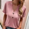 Damen Mode V-Ausschnitt Bequeme Damen T-Shirts Kurzarm Einfarbige Amerikanische Und Europäische Damen T-Shirts Streetwear Oberteile