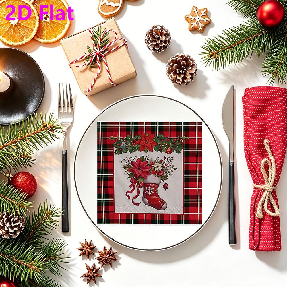 20pcs Disposable Napkins with Christmas Collection Pattern Print for Wedding,Parties,and Daily Use for Thanksgiving Fall Christmas Table Decoration