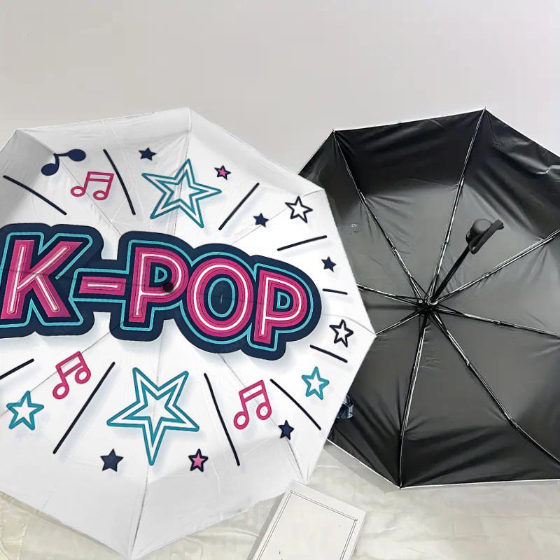 1PC K-pop Music Umbrella-8-Rib Reinforced, Automatic Open, Lightweight & Durable, Cute Fashion Accessory for Outdoor, Beach, or Casual Use, Beach Umbr
