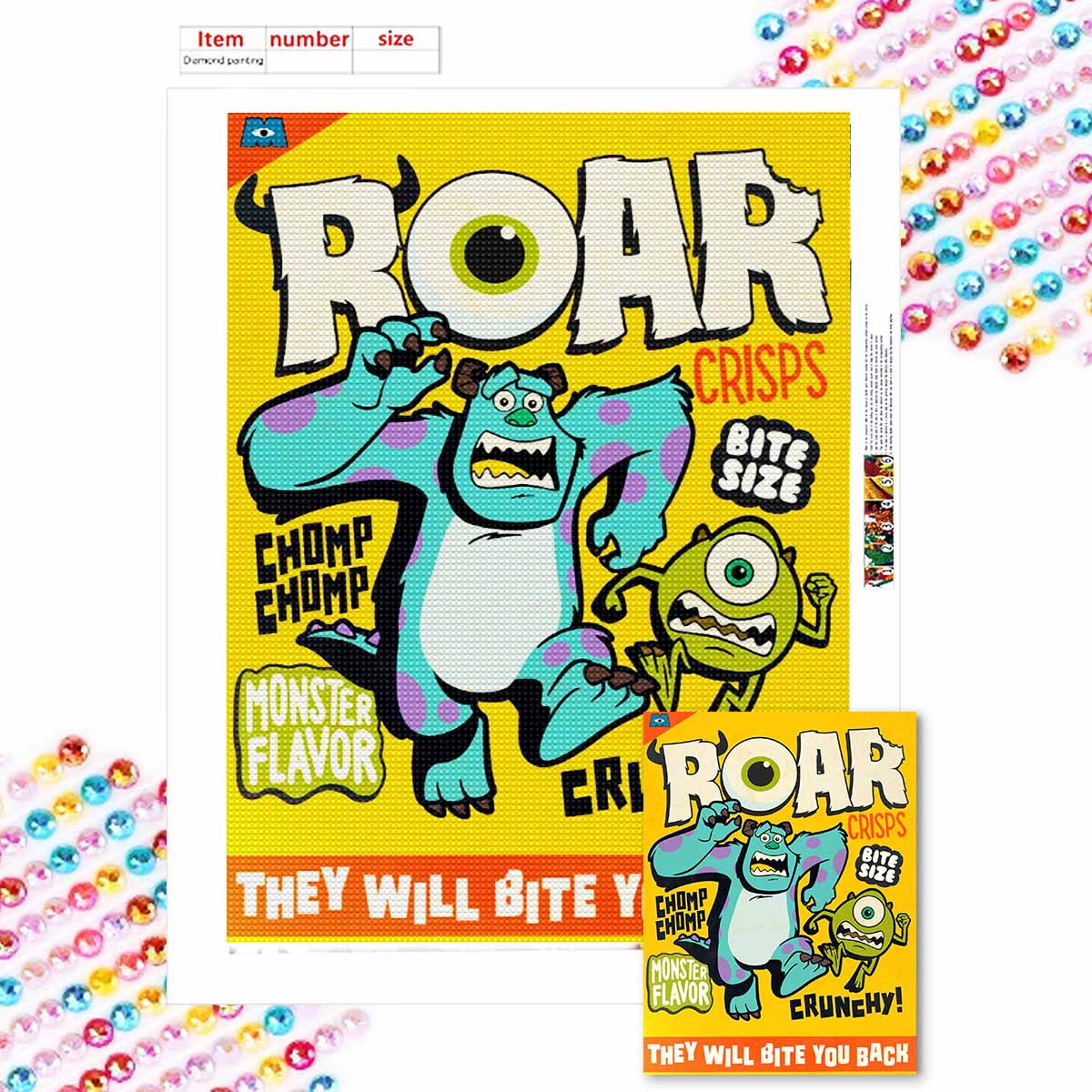 

Full Round Diamond Painting Monster Art Rhinestone Picture Mosaic DIY 5D Cross Stitch Embroidery Home Decoration Round 20x30cm