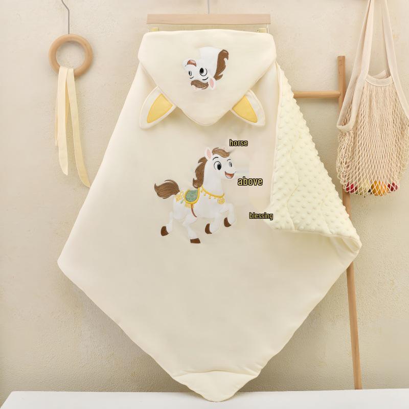 

Красное одеяло-пеленка на Год Лошади для новорожденного - Чистый хлопок, легкое для весны и осени, плотное для осени и зимы. 90x90 cm