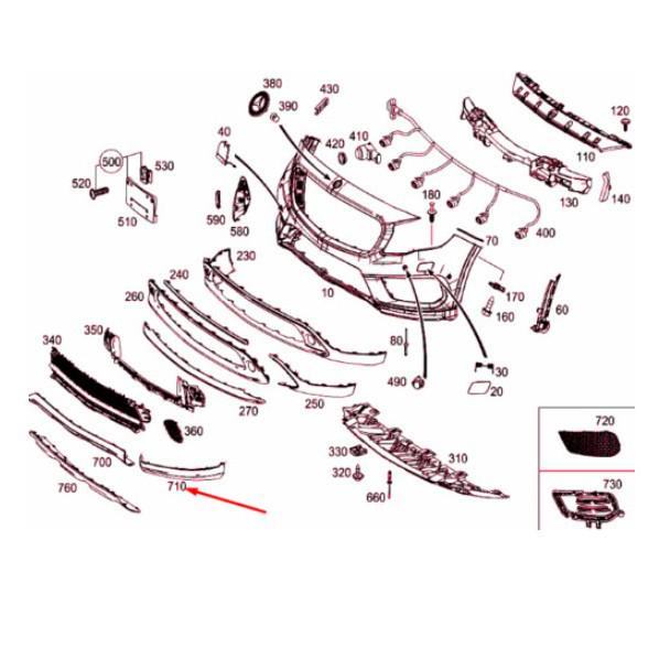 Mercedes-Benz W156 GLA200 Front Bumper Corner Pieces - A1568855100, A1568855200