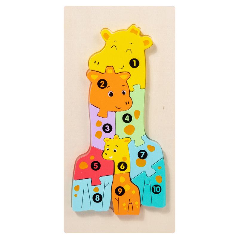 3D Animal & Transportation Wooden Toddler Puzzle Blocks for Early Education & Cognitive Development