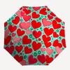 1pc Heart Pattern Automatic Umbrella | Portable Foldable 8-Rib Manual Open, Cute Birthday & Holiday Gift for Outdoor Yy260107089