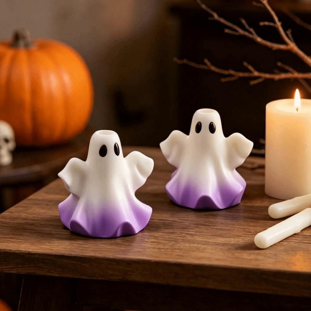 Cute Ghost Candlestick Silicone Mold Handmade Candle Holder Mold  Halloween Decoration