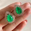 Jewelry Classic Imitation Treasure Emerald Jewelry Set Water Drop Shaped Main Stone 10 * 14