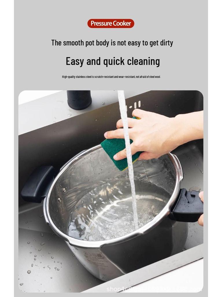 Heavy-Duty Stainless Steel Pressure Cooker: Polished Finish, Explosion-Proof, Burn-Proof, Universal Fit, Multiple Sizes, Large Capacity