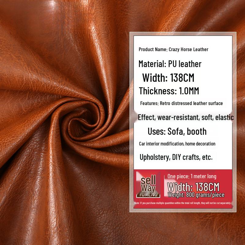 Crazy Horse Faux Leather Fabric: Waterproof PU Imitation for Sofa, Car, and Furniture Upholstery