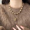Gold-Plated Tiger Eye Pendant Necklace - Retro Y2K Clavicle Chain