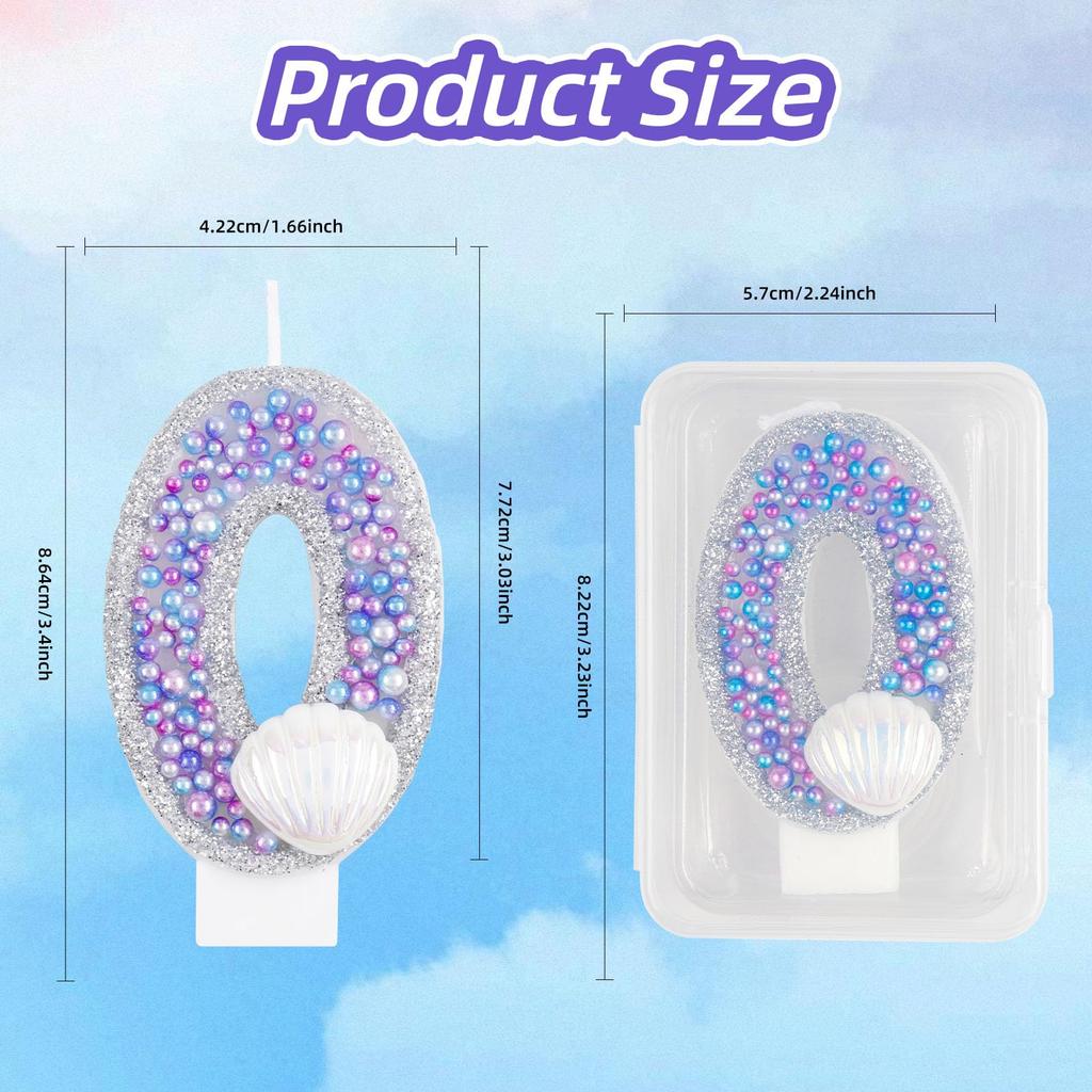 Birthday Candles, Pink Shell Sequins Blue Purple Pearl Boy Girl Birthday Cake for Mermaid Birthday Theme Birthday Decorations