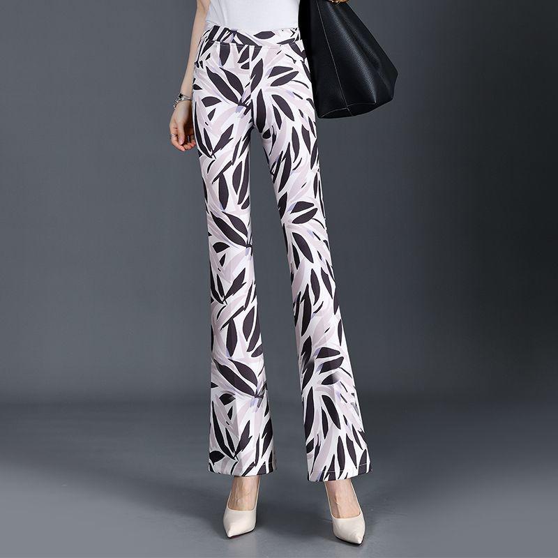 Cuihua Women's Summer Micro-Flare Body-Shaping Pants, 2025 Fashion Trends, Elastic Waist, Slimming and Versatile Design