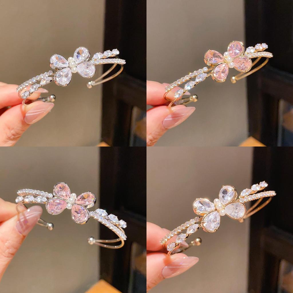 Fashion Butterfly Zircon Double Layer Bracelet For Women With Elegant Silver Finish