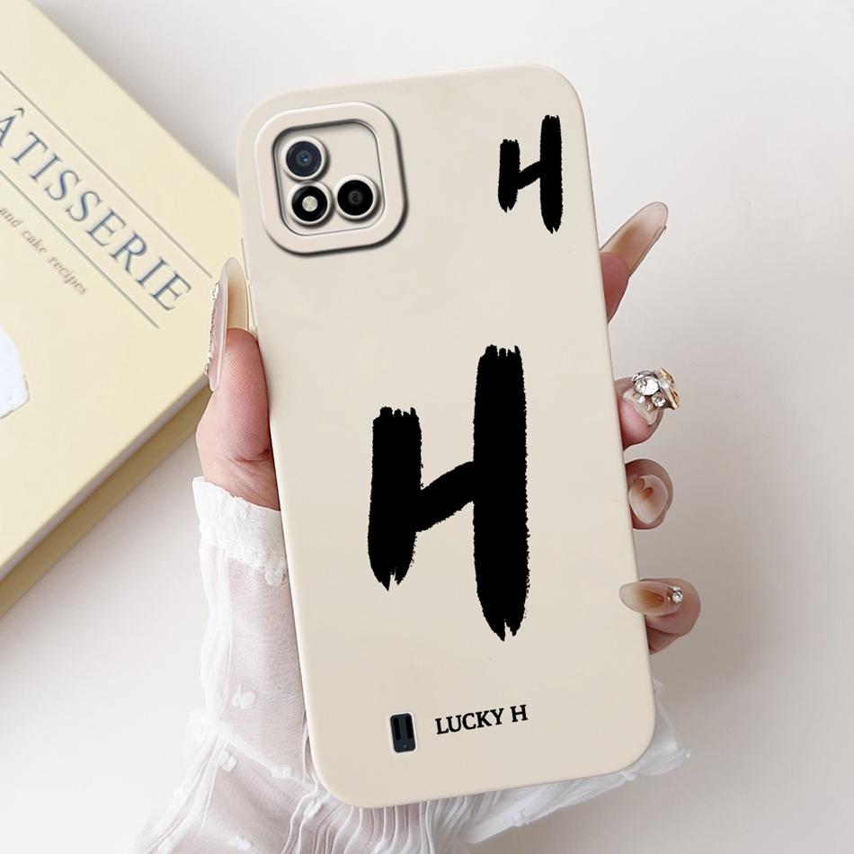 For Realme C11 (2021) Lucky Initial Letter Phone Case For Realme C11 2021 2020 RMX3231 RMX2185 Soft Silicone Shockproof Cases