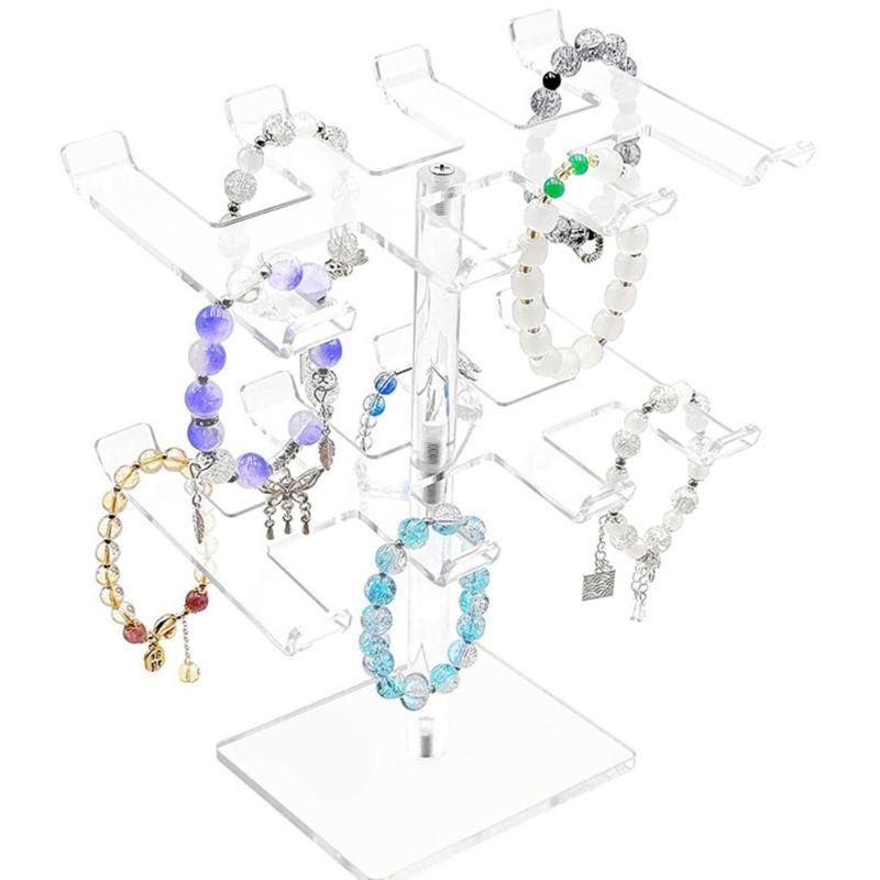 Clear Acrylic Jewelry Stand for Organized Bracelet Storage Decorative Home Office Display With Multipurpose Tray