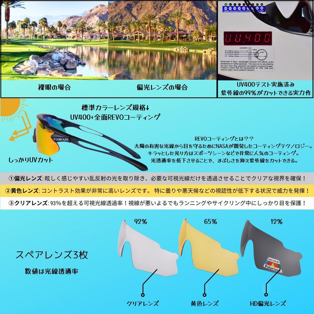 FUJIKAZE Sportsonnenbrille mit polarisiertem UV400 für Trail und Berg 4 austauschbare Halterungen bleiben auch bei intensiver Aktivität an Ort und Stelle Inklusive Aufbewahrungslinsen,