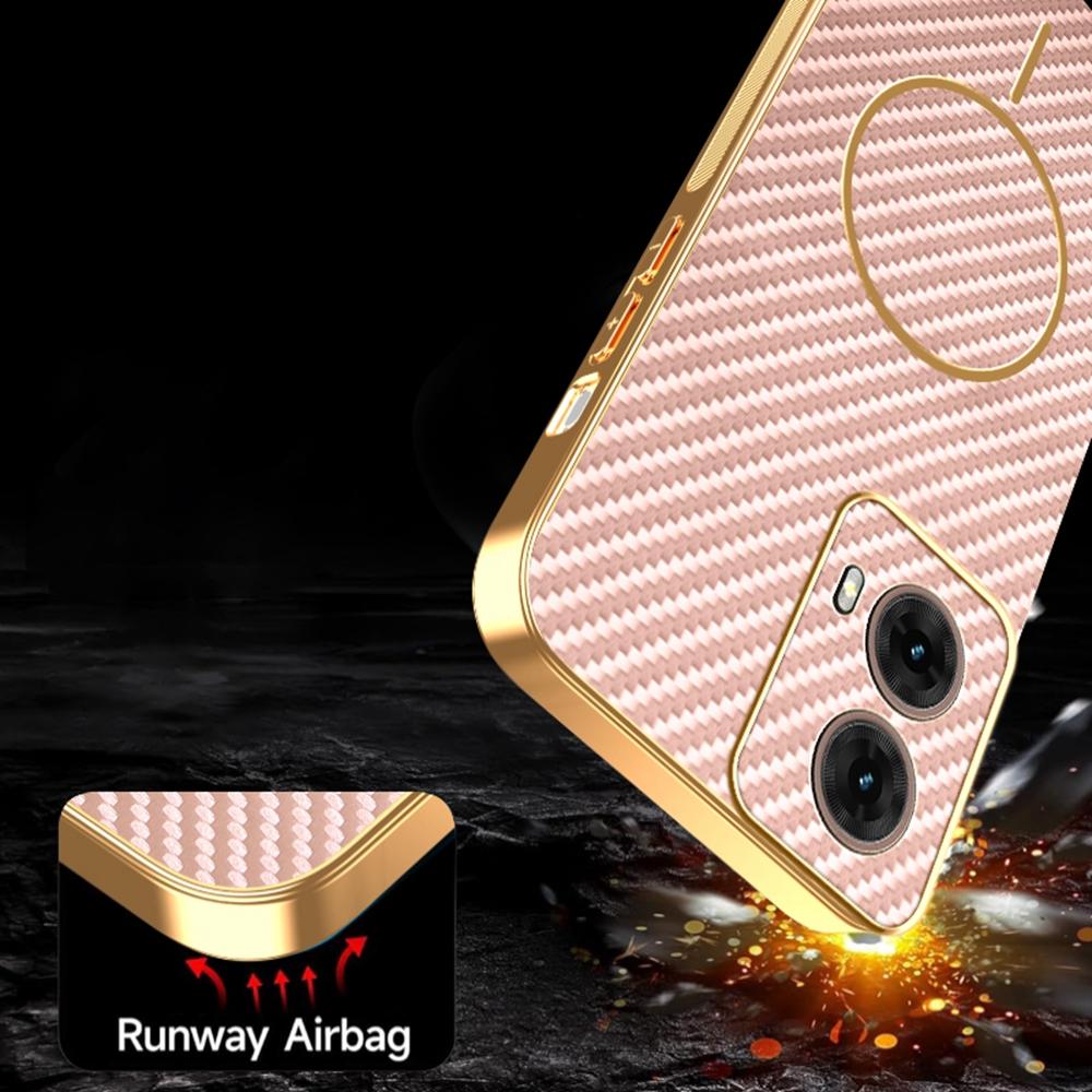 For Motorola Moto G84 5G Phone Case Carbon Fiber Textured Electroplated TPU Back Cover