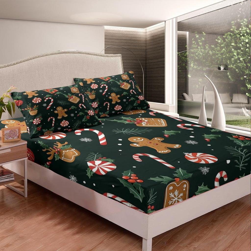 Christmas Theme Pattern Mattress Four-Piece Bedding Set Bedroom Dormitory Bedding Decoration
