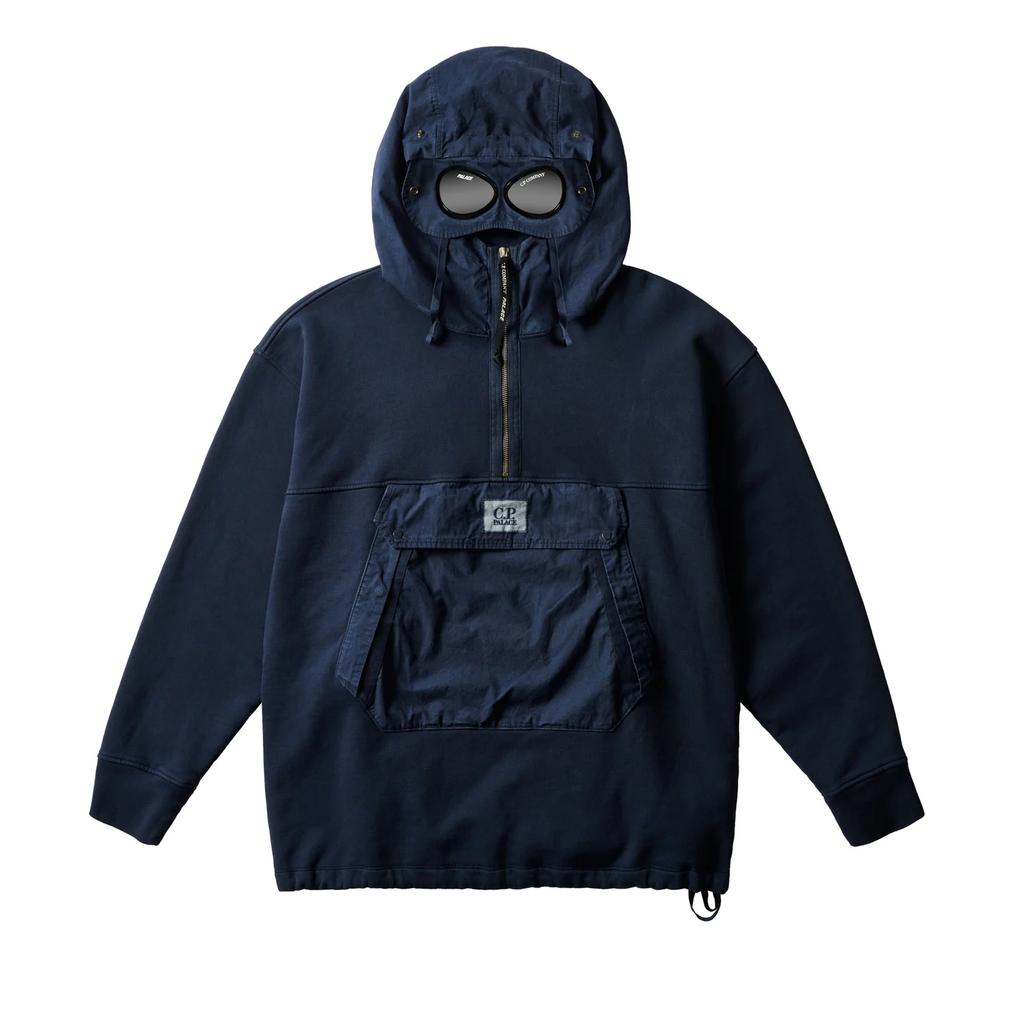Palace X C.P. Company Fleece Old Goggle Hood Navy Unisex Tops Blue SS009A005825M886