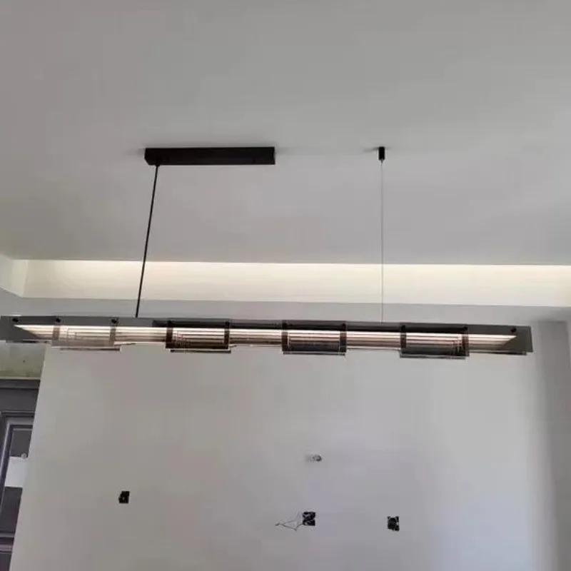 Full-spectrum Italian minimalist luxury glass dining room lamp Modern designer online celebrity led bar chandelier