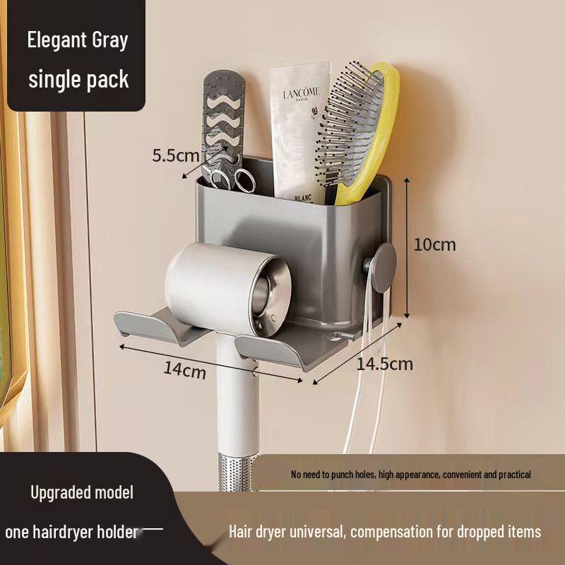Suport de perete pentru uscător de păr și accesorii, fără găurire