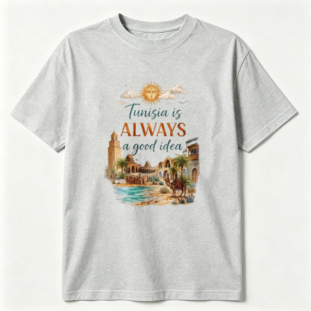 Vintage Tunisia Travel T-Shirt Tunisia Is Always A Good Idea Printing Shirt North African Summer Tee Retro Unisex Cotton Tops