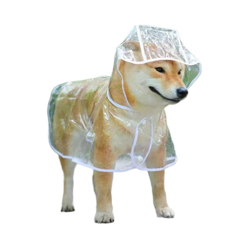 Transparent Trim Dog Raincoat for Outdoor Walking - Fits Golden Retrievers & Labradors