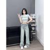 Retro Blue Texture Loose Straight Jeans Women Summer New High Waist Slimming Drape Versatile Mopping Casual Wide Leg Pants