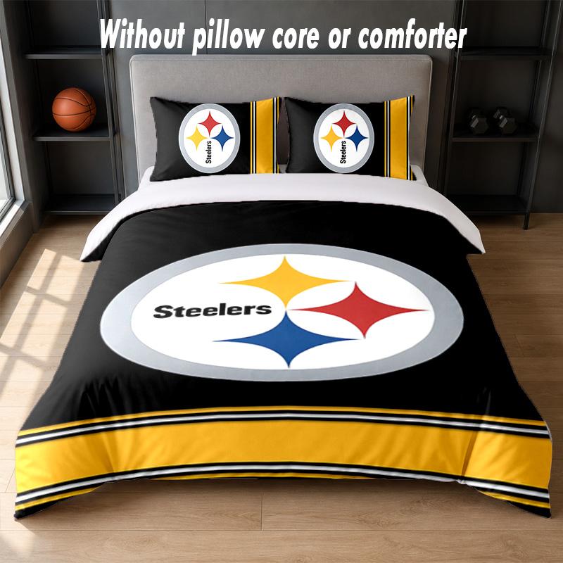 Pittsburgh Steelers Design Bed Bedding Set 1 Duvet Cover + 2 Pillowcases Soft Breathable Household Bed Linens