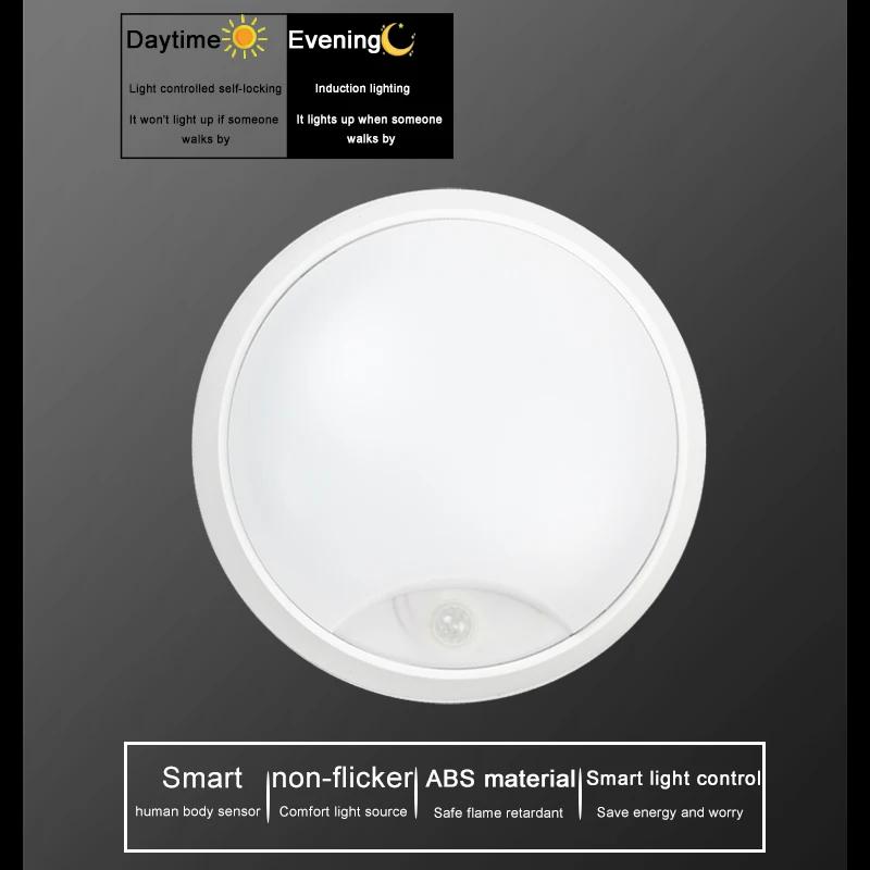 Human Motion Sensor Circular IP65 Waterproof Wall Lamp, Modern Outdoor Balcony, Staircase, Courtyard LED Ceiling Light