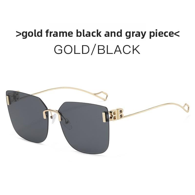 

Fashion Oversized Frameless Sunglasses With Gradient Pink Lenses For Street Style And Outdoor Activities GoldFrameBlackGray