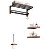 HANDUNYOU Black Walnut Wood Bathroom Towel Rack & Storage Set