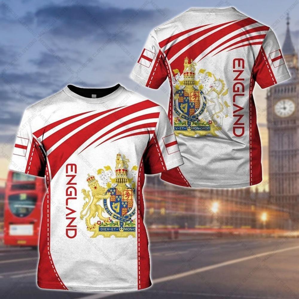 Customize England Football Tees Summer Cool Sportswear For Men Oversized Loose Jersey O-neck Short Sleeve T-shirts Daily Tops
