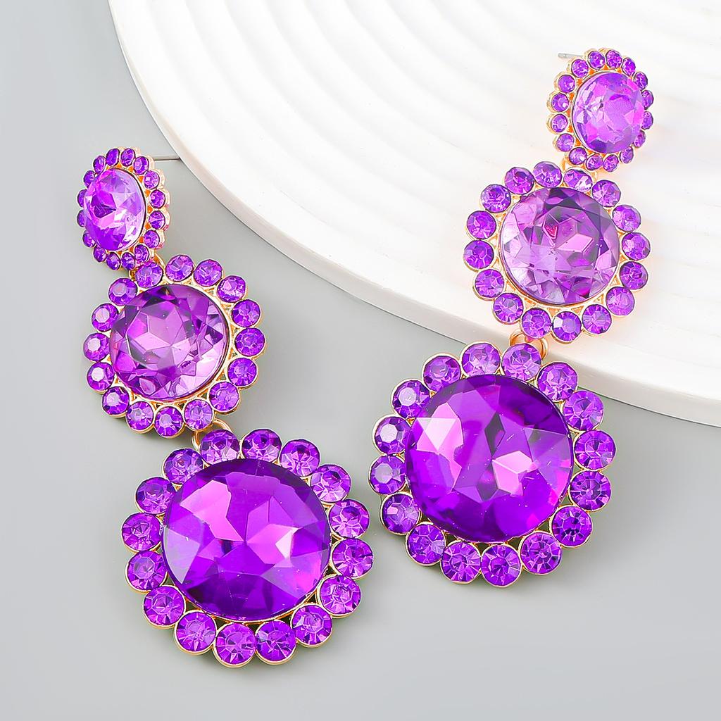 Women's Sparkling Geometric Earrings Round Diamond Earrings