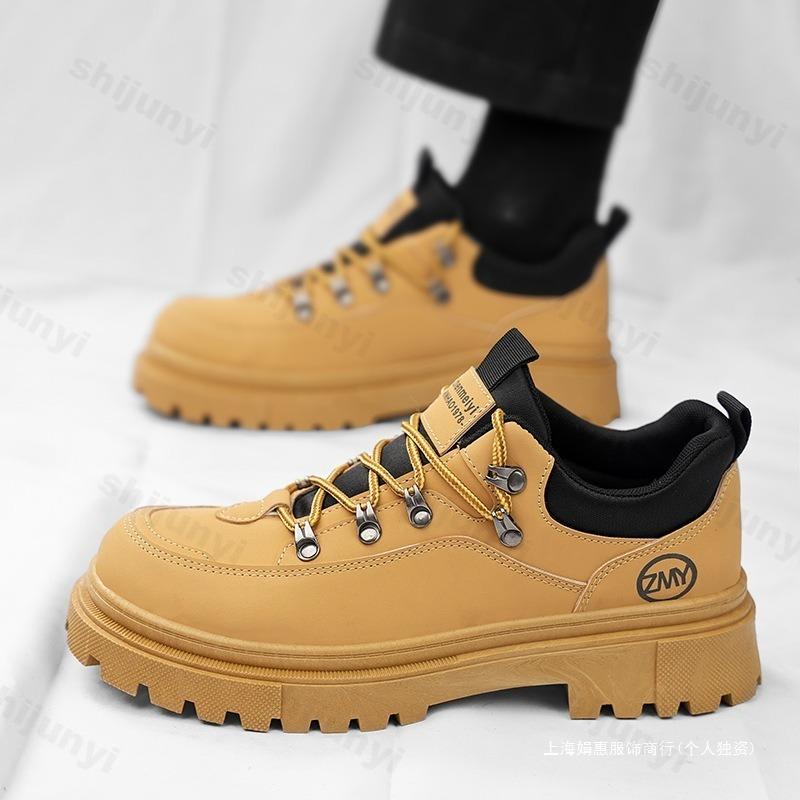 Fashion Fashion Trend Casual Low Top Thick Soled Boots for Men Spring 2025 New Comfortable Height Increasing Non Slip Chunky Short Boots