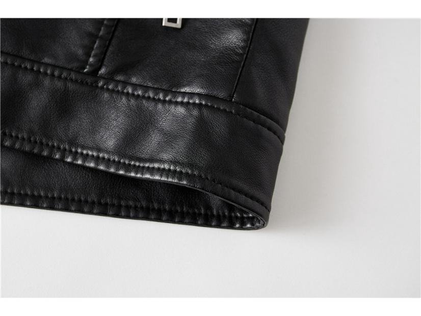 Męska kurtka motocyklowa ze skóry PU - Jednolity kolor, Dostępna w wielu kolorach, Z podszewką z pluszu na jesień i zimę.