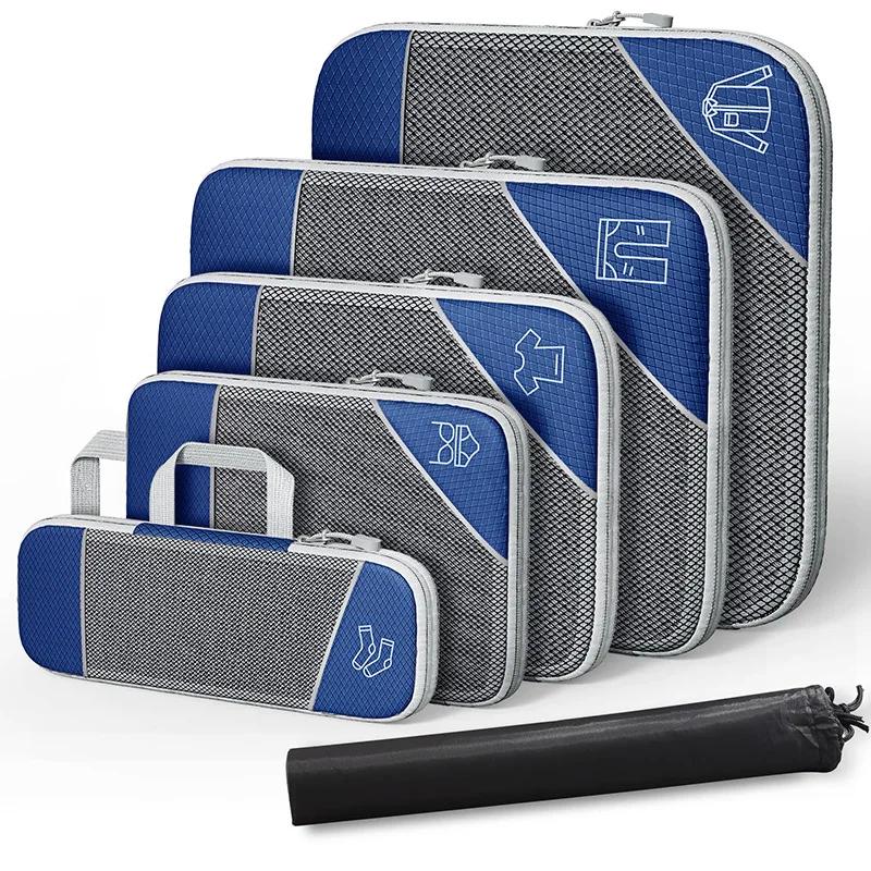 6Pcs/Set Travel Portable Clothes Storage Bags Lightweight Suitcase Bag Compressed Packing Cubes Luggage Bags Organizer Bags