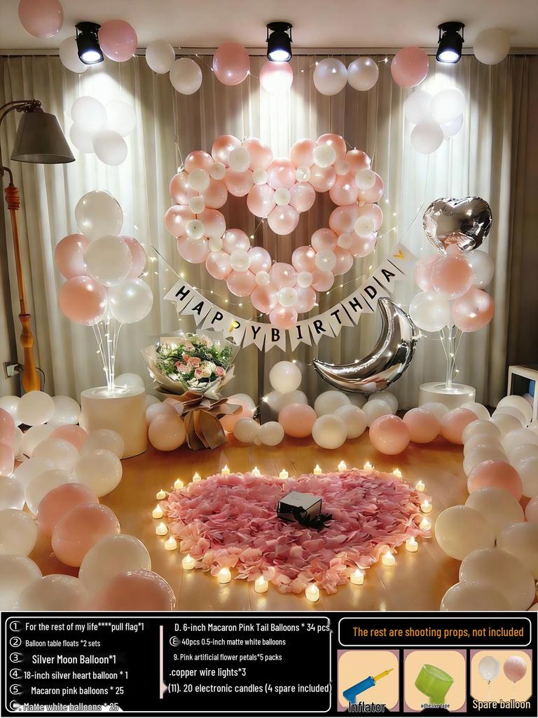 Anniversary Romantic Scene Decoration: Valentine's Confession Bedroom Proposal Balloon Wall Set