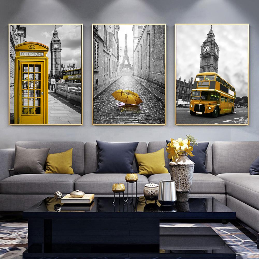 City London Paris Landscape Canvas Paintings Nordic Posters and Prints Wall Art Pictures for Living Room Home Decoration