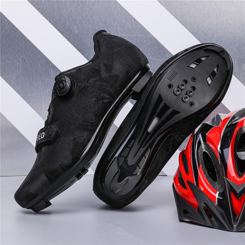 New Road Lock Cycling Shoes Lockless Hard Sole Breathable Hollow Unisex Autumn Winter Mountain Bike Shoes 36