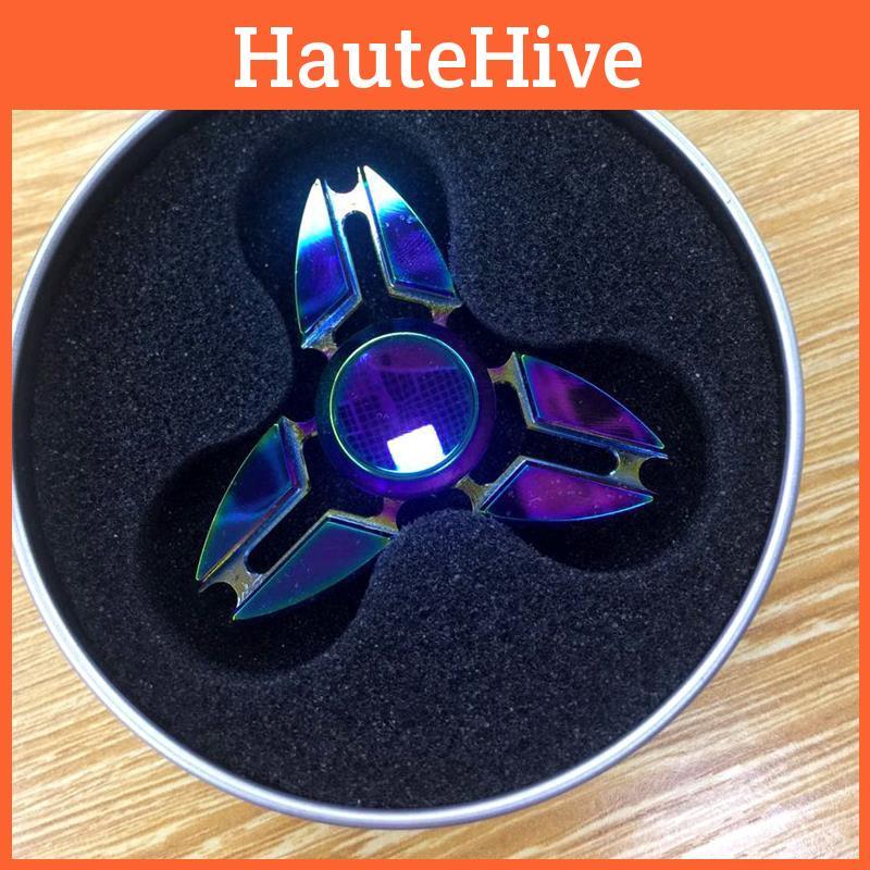 Luxurious Rainbow Alloy Fidget Hand Spinner For Stress Relief And Focus Enhancement