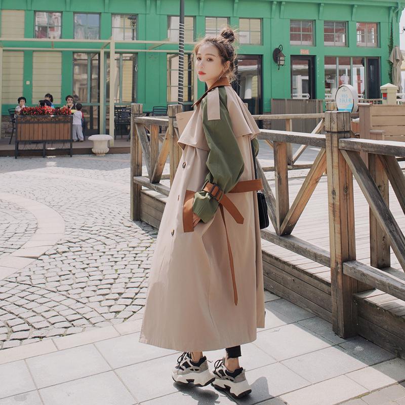 Trench color incantesimo Donna Primavera e Autunno Nuovo Medio Lungo Rilassato Temperamento Rilassato Tendenza Pendolarismo Colpo Reale Cappotto di Alta Qualità